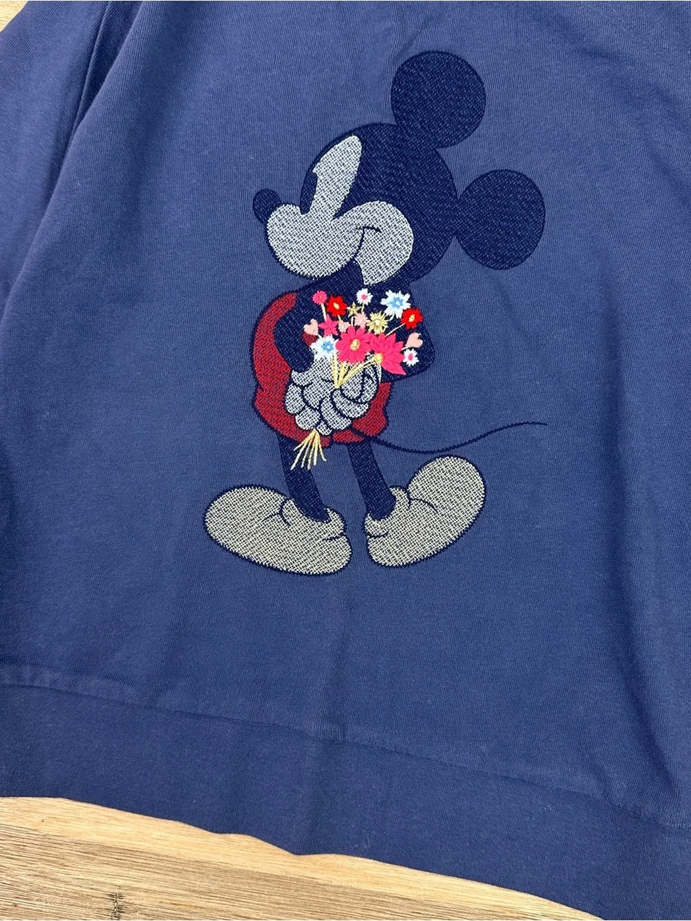GAP Kids Blue Mickey Mouse Graphic Sweatshirt with Floral Bouquet